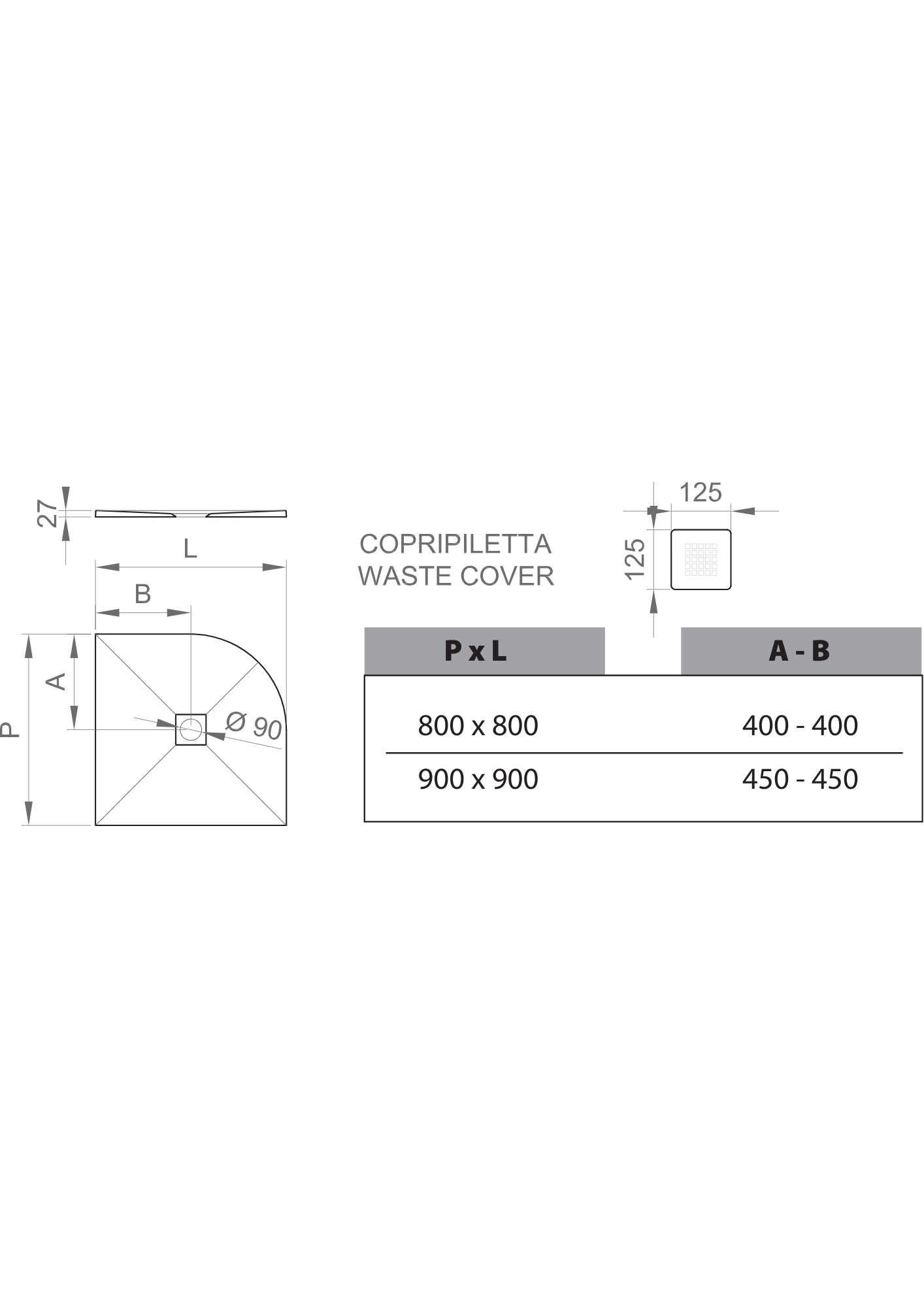 PIATTO DOCCIA SEMICIRCOLARE EFFETTO PIETRA ANTRACITE   COD: CD-21664C