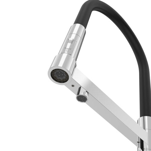 Kitchen Faucet with Heavy Metal Free Rubber Shower Head 3 Way 3/8” Chrome/Black COD: CD - 10003087CRX