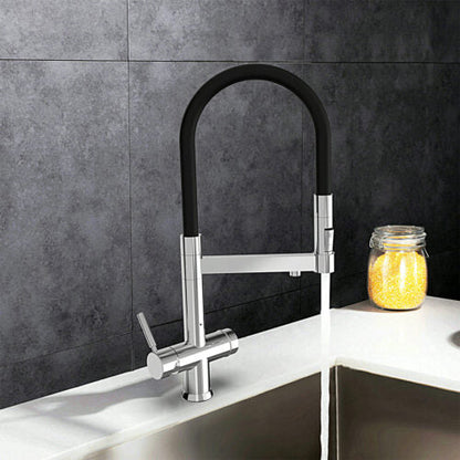 Kitchen Faucet with Heavy Metal Free Rubber Shower Head 3 Way 3/8” Chrome/Black COD: CD - 10003087CRX