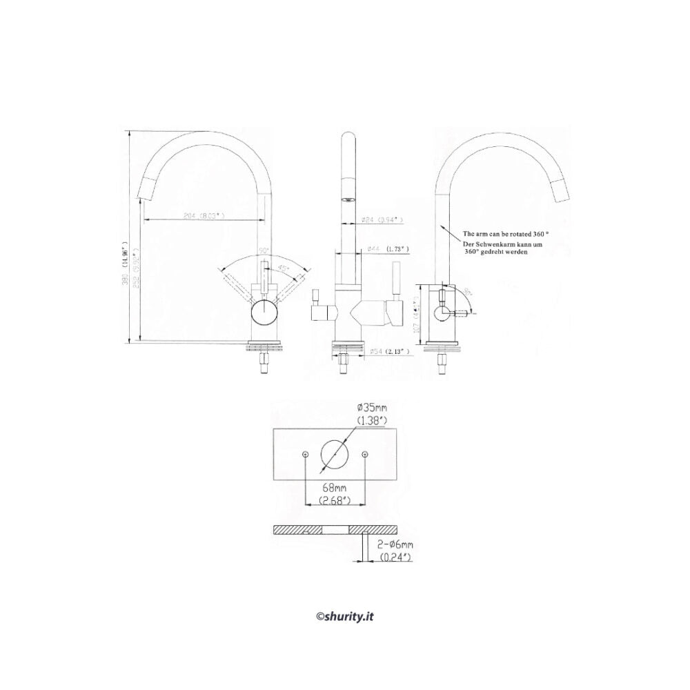 Rubinetto da cucina 3 vie 3/8” Granito Avena COD: CD-10003025GASG