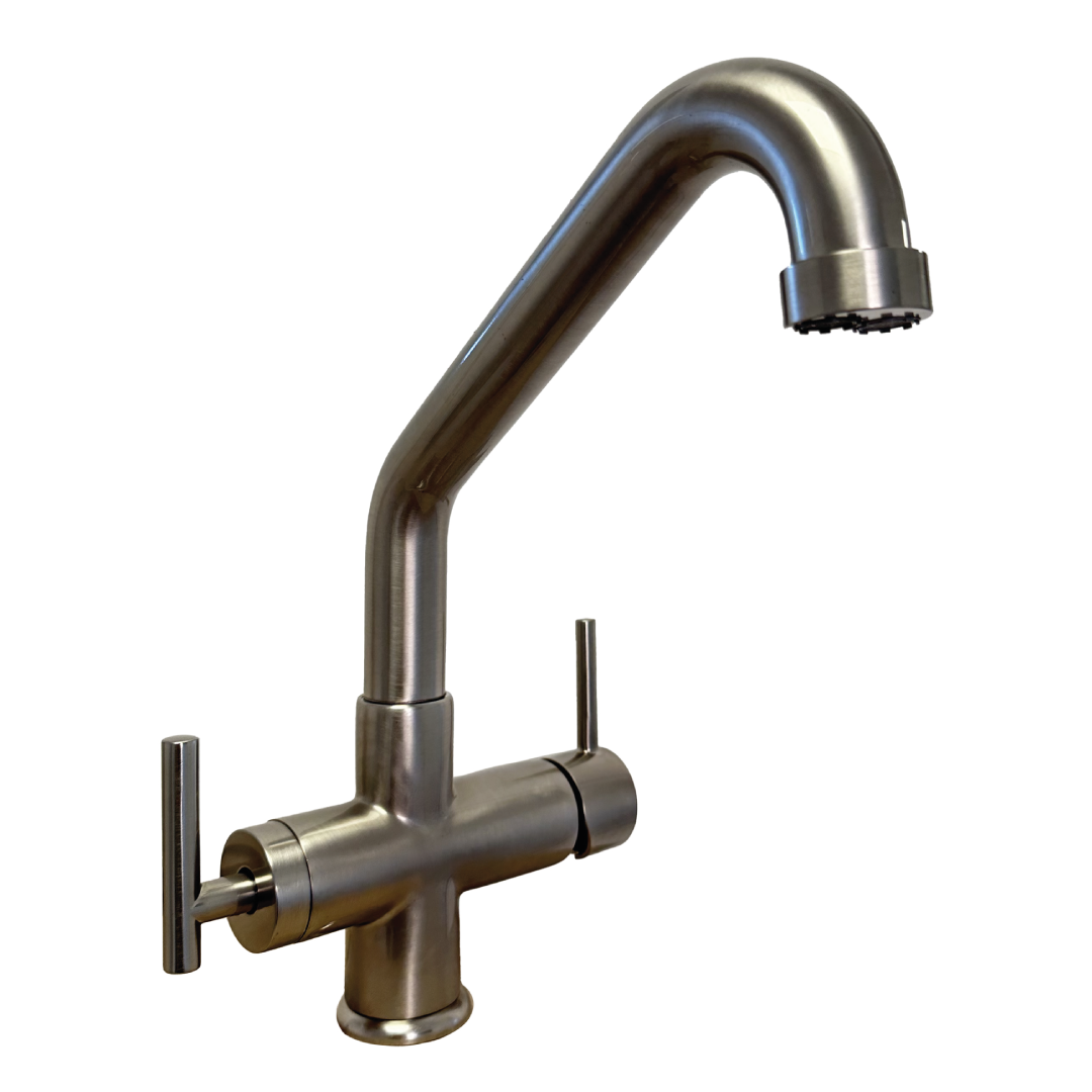 Kitchen Faucet Low Spout 4 Way 3/8” Brushed Nickel. COD: CD-10004004NSX