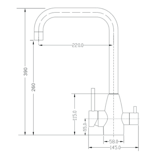3-Way Stainless Steel Kitchen Faucet 3/8” Matt Black. COD: CD - 10003082 NOX