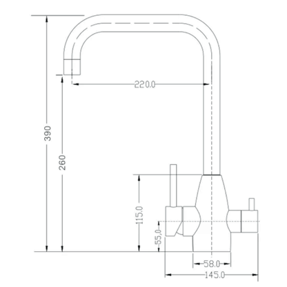 3-Way Stainless Steel Kitchen Faucet 3/8” Matt Black. COD: CD - 10003082 NOX
