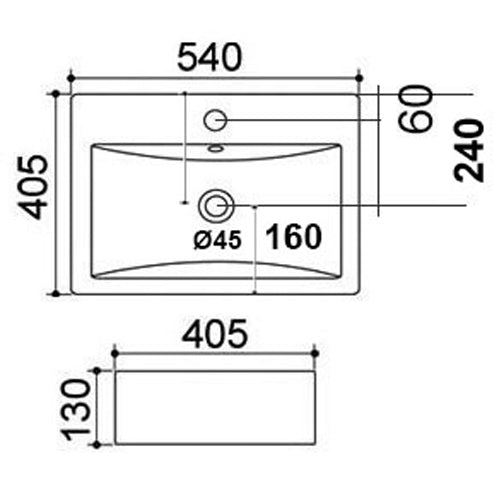 LAVABO DA APPOGGIO MOD. LA42 CM 54 X 40.5 COD:185-LA42D