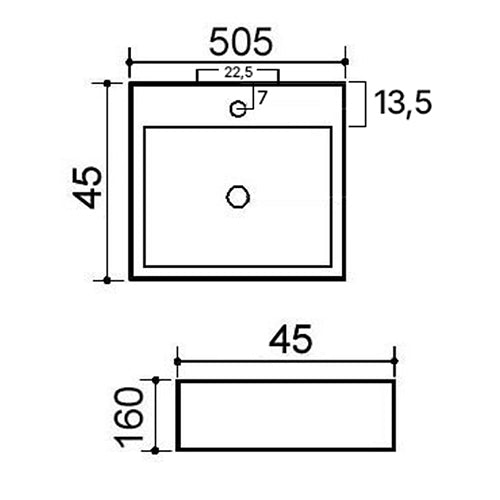 LAVABO DA APPOGGIO MOD. LA45 CM 50.5 X 44.5 COD:185-LA45D