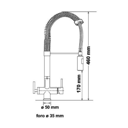 Kitchen Faucet with 4-Way Spring Spray 3/8” Chrome COD:CD-10004011X