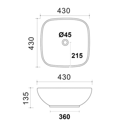LAVABO DA APPOGGIO MOD. LA55 CM 43 X 43 COD:185-LA55D