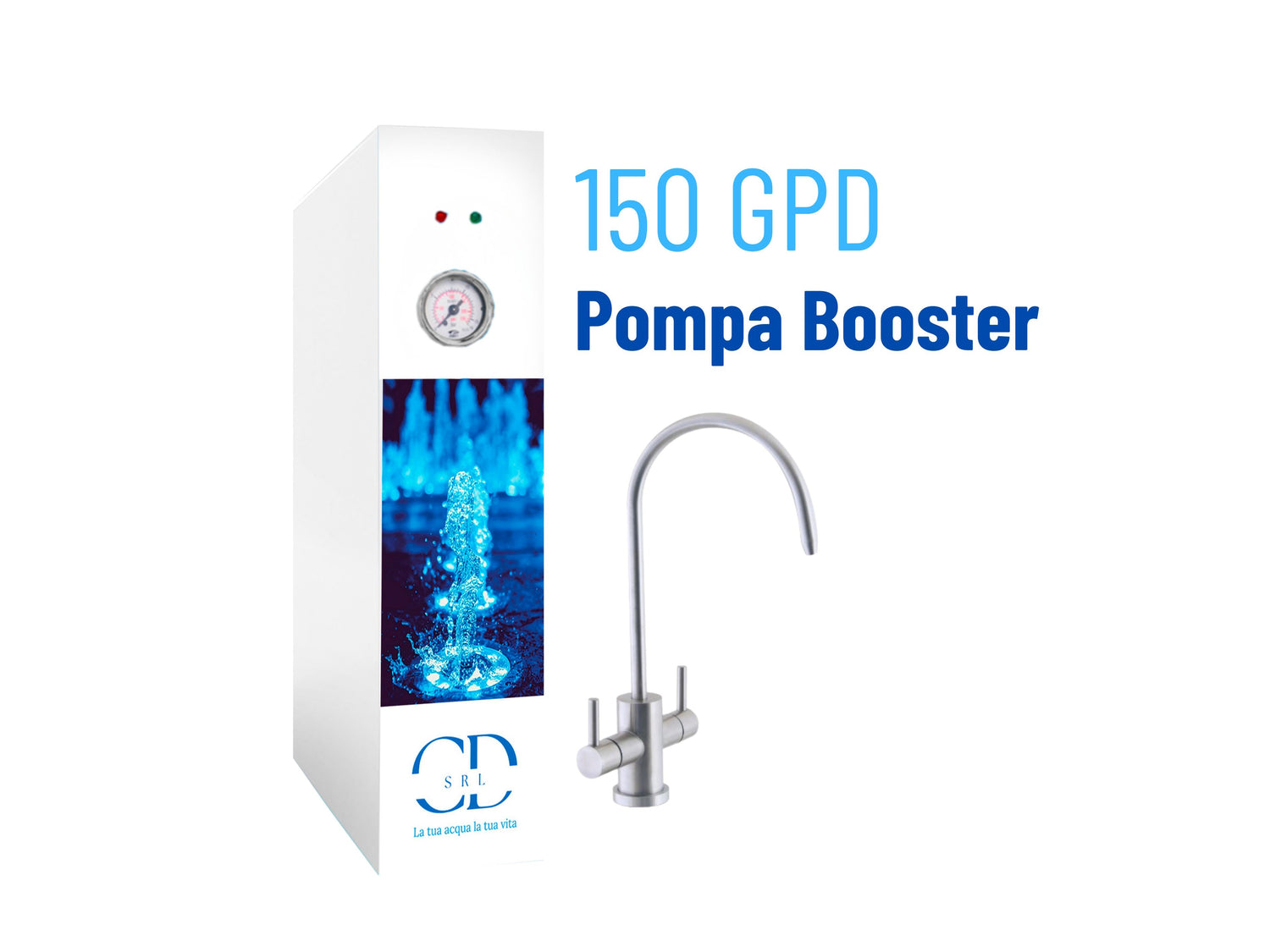 Osmosi inversa diretta 2 vie pompa booster 150GPD Blue COD:CD-050015-48SG