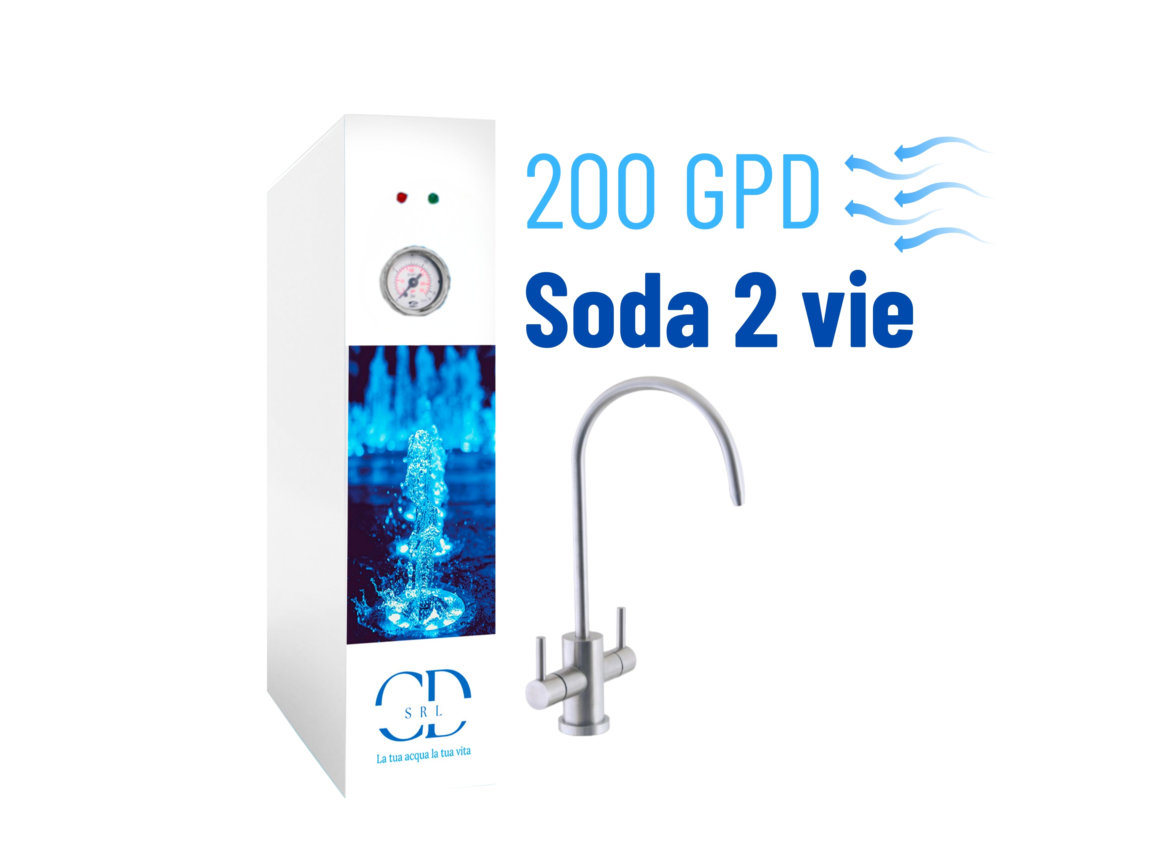 Direct Reverse Osmosis CX250 SODA 2 Way Pump Vane Motor Air Cooling 200GPD Blue COD: CL-050015-08