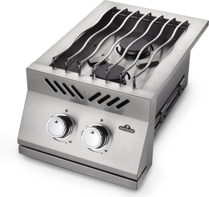 Bruciatore superiore doppio in linea serie 700 da incasso con copertura in acciaio inossidabile 2 bruciatori COD-CD:BI12RT-N