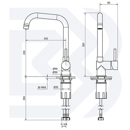 Single-lever sink mixer tap, single hole, horizontal, with swivel spout COD:CD-LVMMIN2012B
