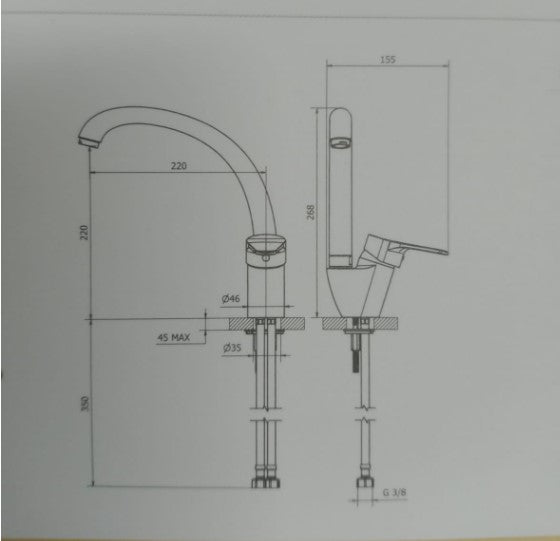 Single-lever sink mixer tap with swivel spout COD:CD-LVMPRI2001B
