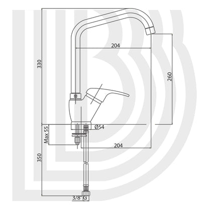 Single-lever sink mixer tap with swivel spout COD:CD-LVMSTR2014B