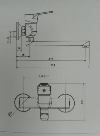 Single lever wall mounted sink mixer with swivel spout COD:CD-LVPPRI2006B