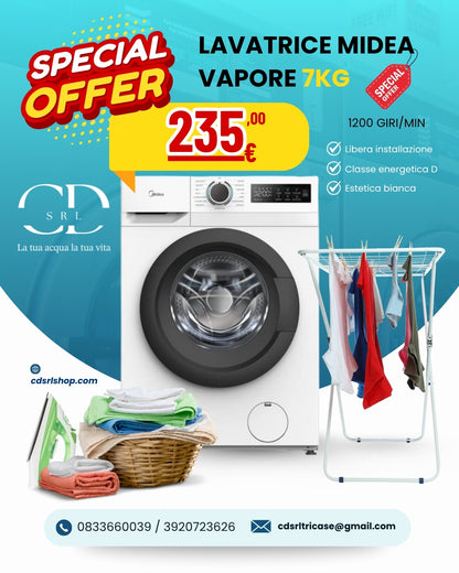 LAVATRICE LUNAR 7KG 15 PROGRAMMI CLASSE D VAPORE COD:CD-MF110W70