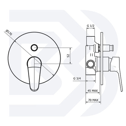 Built-in single-lever shower mixer with automatic 2-way diverter COD: INDTRG201000 