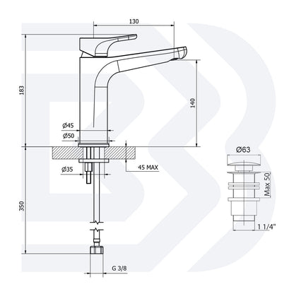 Medium single-lever basin mixer with long spout and drain - 1” 1/4” clic-clac COD: LVBTRG201900 