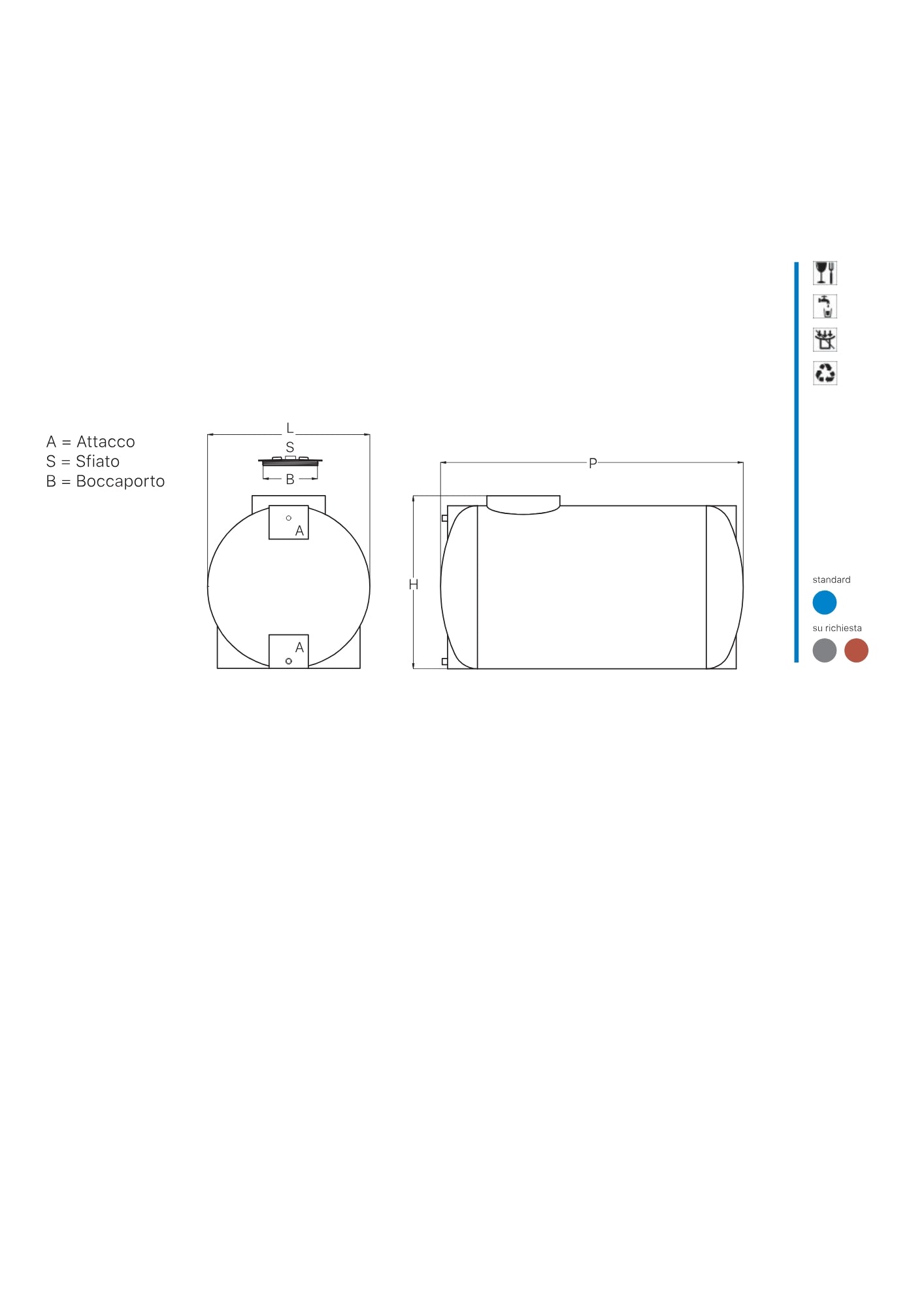 SERBATOIO CILINDRICO ORIZZONTALE  USO ALIMENTARE COD: CD- PL0RGS