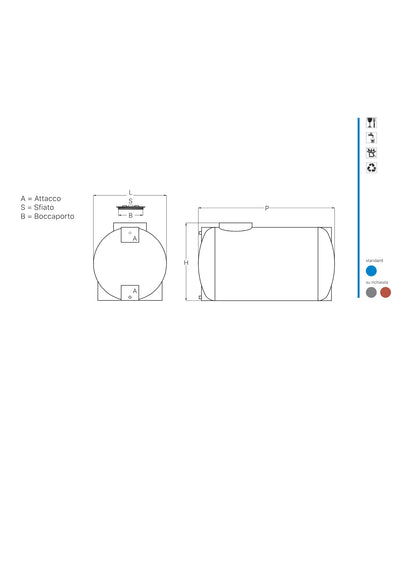 SERBATOIO CILINDRICO ORIZZONTALE  USO ALIMENTARE COD: CD- PL0RGS