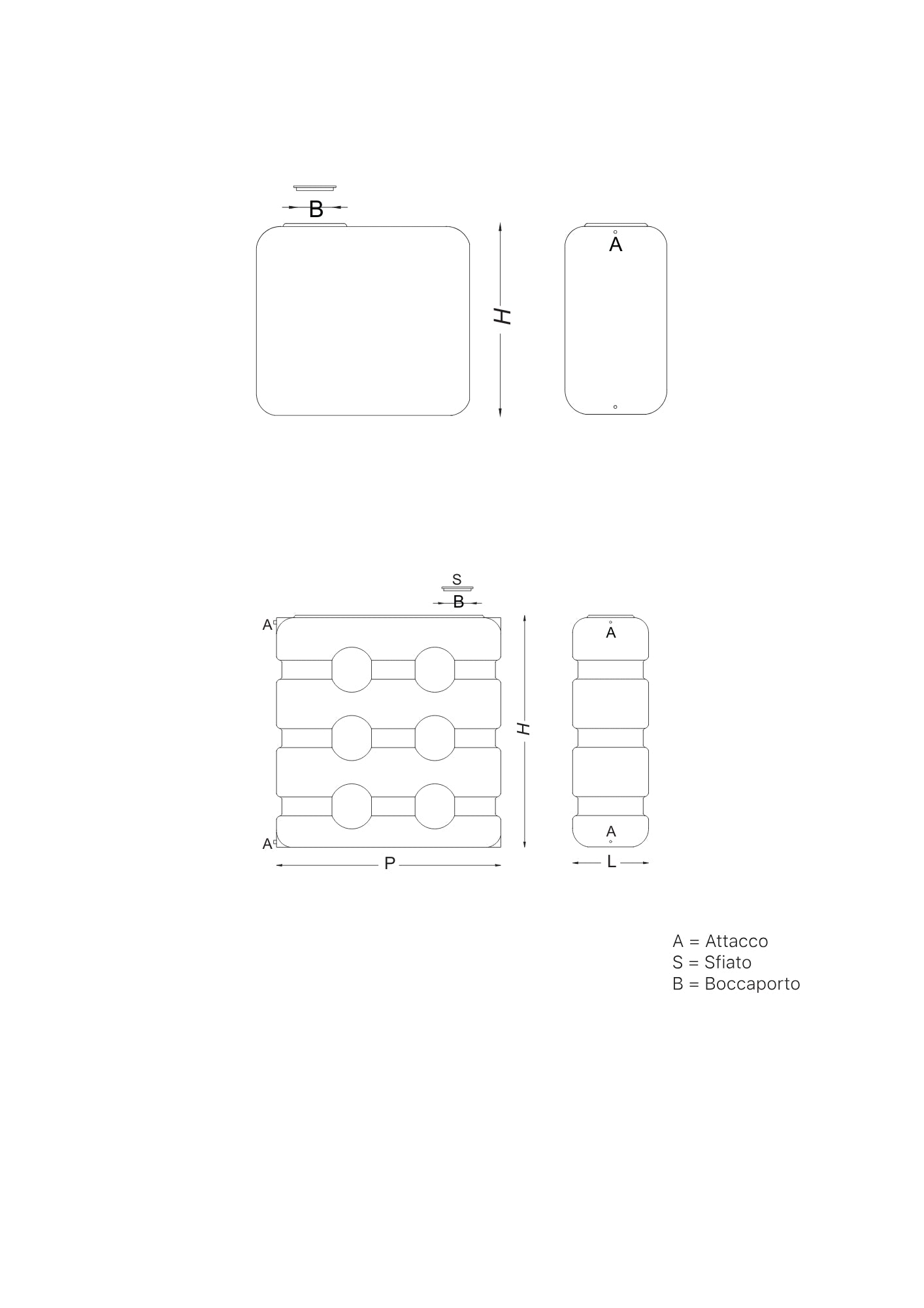SERBATOIO PARALLELEPIPEDO VERTICALE USO  COD: CD- PLRVGS