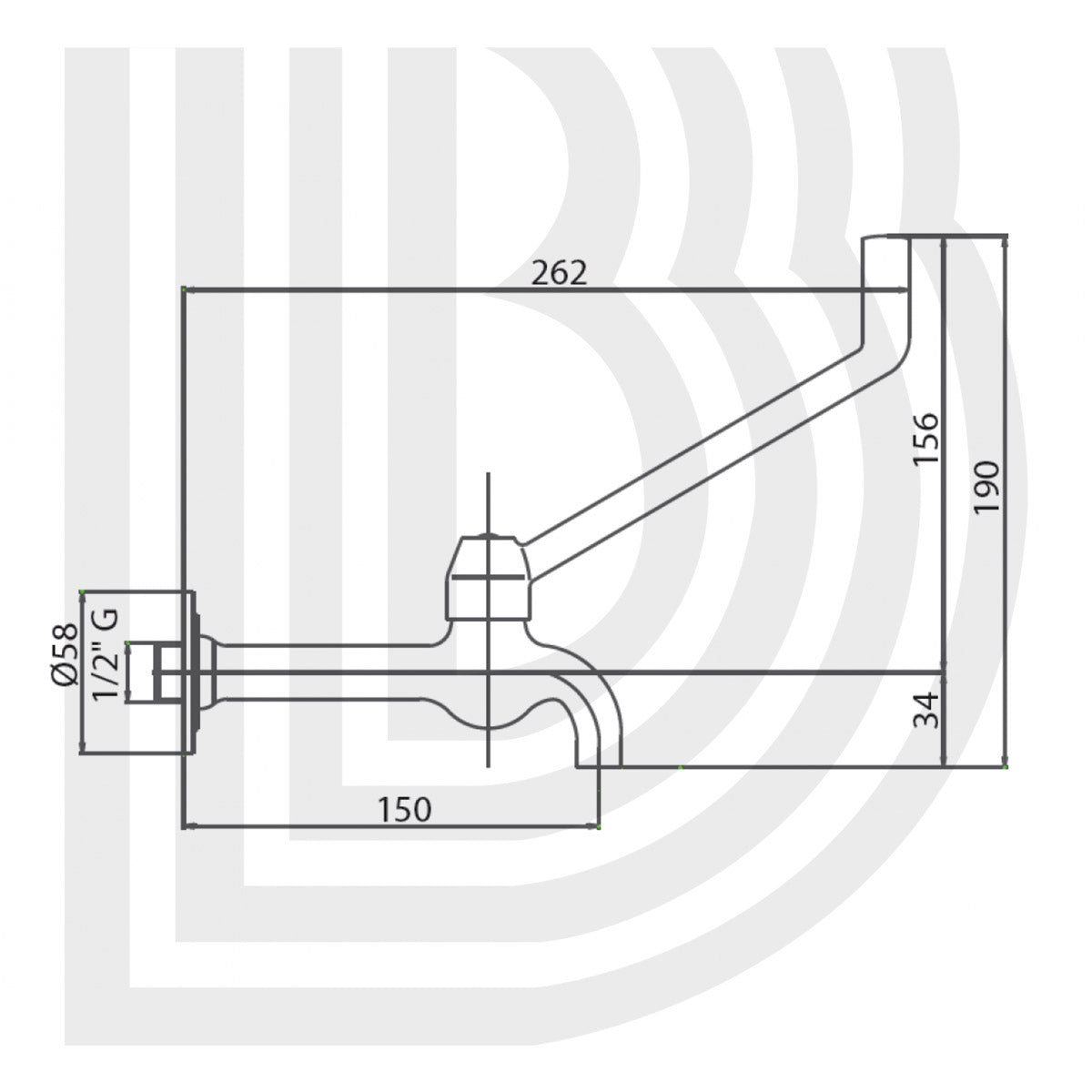 Extended tap 1/2 cm 15 with sanitary lever COD: PRLSUN7610LS 