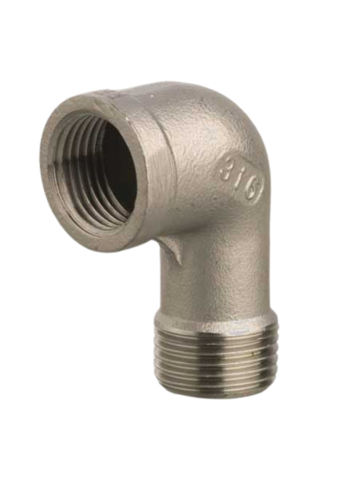 RACCORDO GOMITO A 90° FILETTATO M/F IN ACCIAIO INOX   COD: CD-07902C