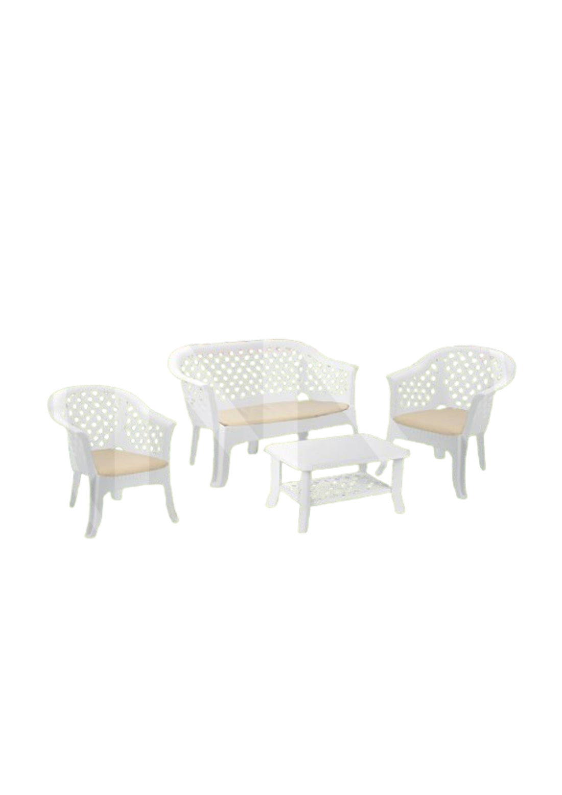SALOTTO IN RESINA BIANCO &quot;VERANDA&quot;   COD: CD-75250DS