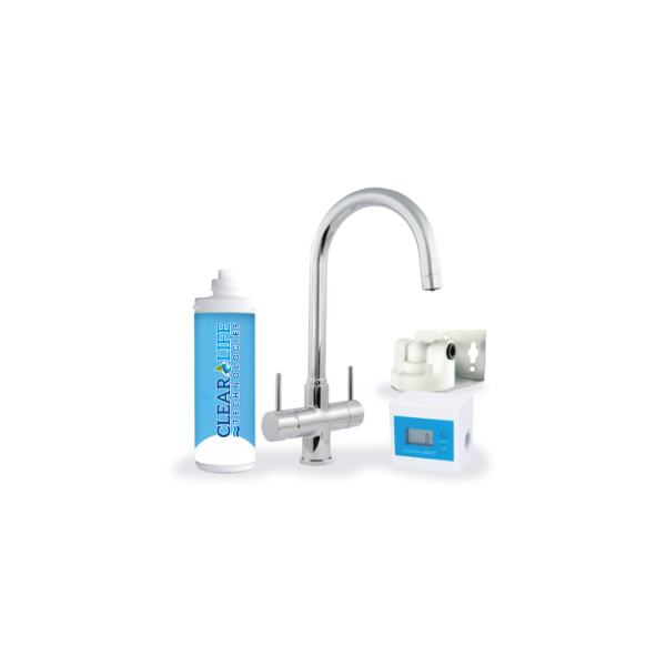 Kit Microfiltrazione acqua con filtro Sky Blue Small con Rubinetto unico 3 Vie Cromo – Acqua Liscia COD: CD-32S