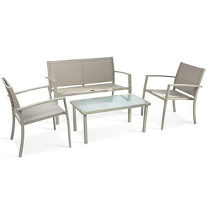 SALOTTO SANTIAGO ACCIAIO 4PZ MARRONE  COD:CD-500971CAP
