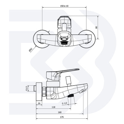External single-lever bath mixer without shower kit COD: VSCTRG2004SK 
