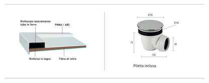 RECTANGULAR RESIN SHOWER TRAY 70 COD:PRR7HS