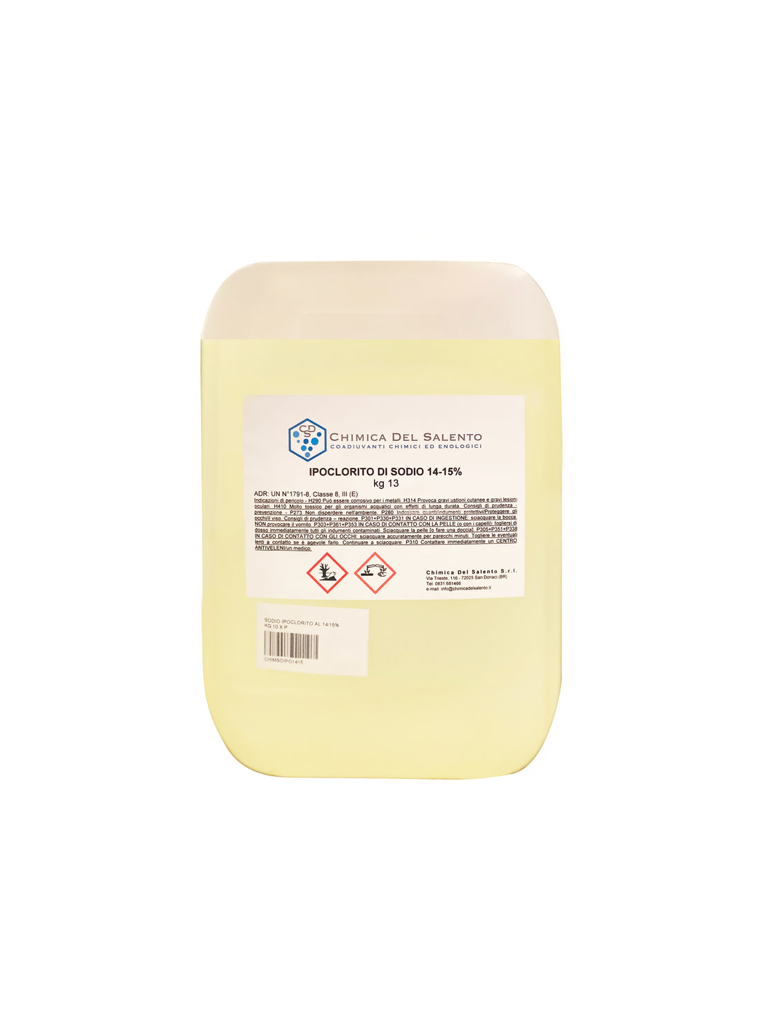 IPOCLORITO DI SODIO 14-15% DA 13 KG COD-CD:CHIMSDIPO1415CDS