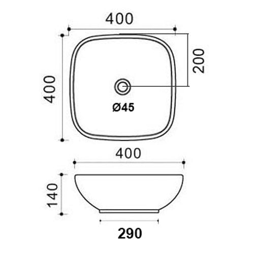 SMOOTH LAVABO DA APPOGGIO MOD. LA27 CM 40 X 40 COD:185-LA27