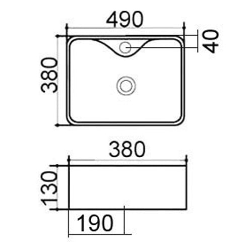LAVABO DA APPOGGIO MOD. LA34 CM 49 X 38 COD:185-LA34D
