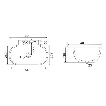LAVABO A PARETE MOD. 964 CM 57 x 40 185-LP964D