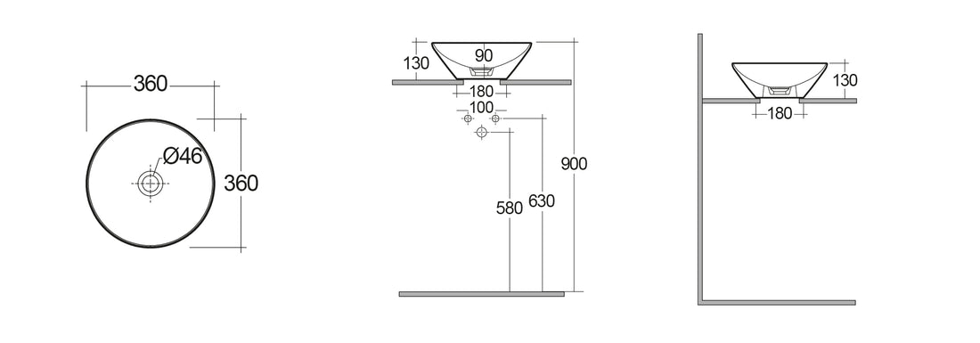 LAVABO DA APPOGGIO TONDO (SENZA FORO) VARIANT 36X36 CM COD-CD:185-RNATD