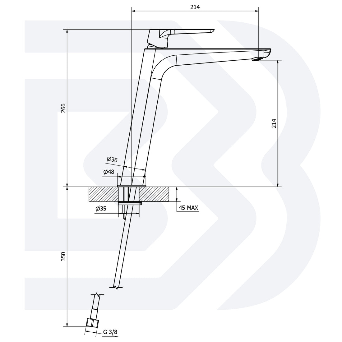 Miscelatore monocomando lavabo prolungato con scarico - 1” 1/4” clic-clac COD:CD-SK2013B