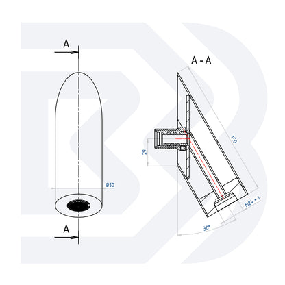 Cylindrical wall shower head ø 50 with rain aerator COD: SOFSTL292000 
