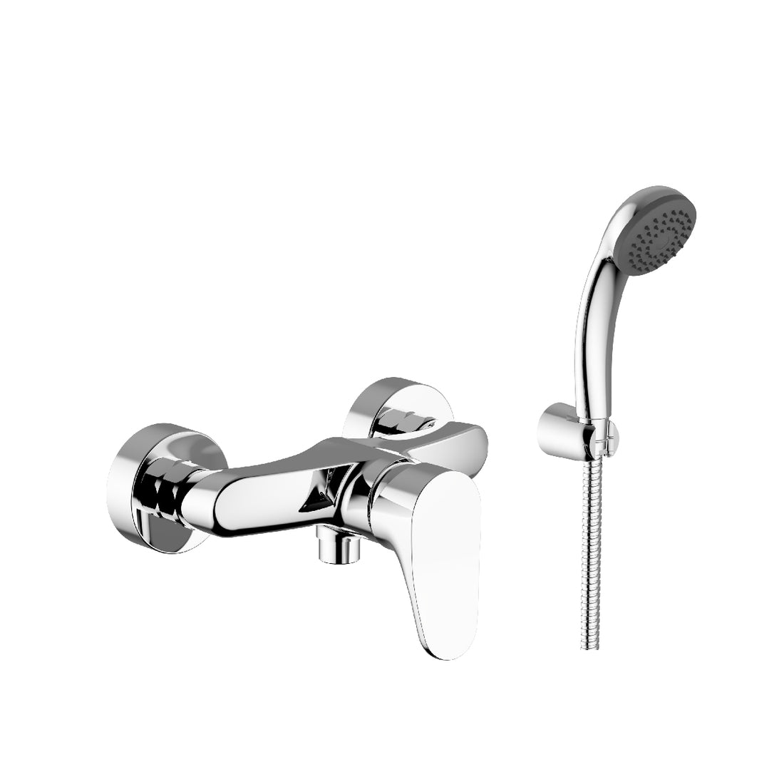 External single-lever shower mixer with 150 cm flexible hose, support and shower COD: ESDTRG200500 